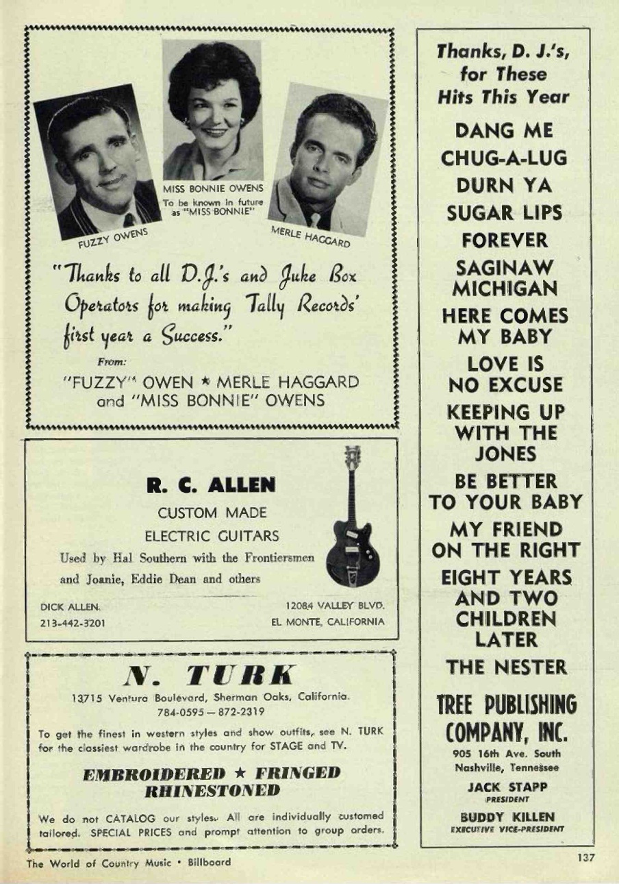 Billboard, 14 November 1964, page 137; N. Turk advertisement